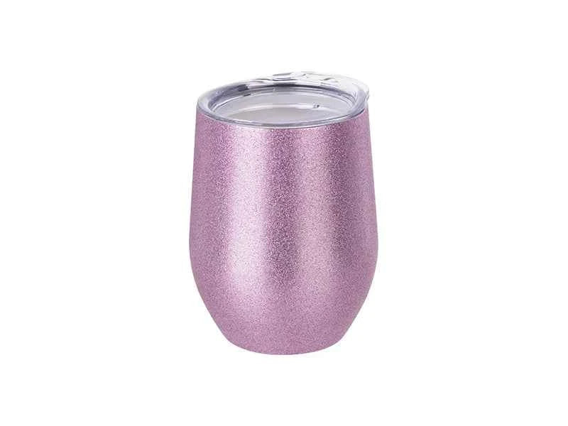12oz / 360ml Sublimation Stainless Steel Stemless Glitter Cup – Pink with Lid | Sublimation Blank