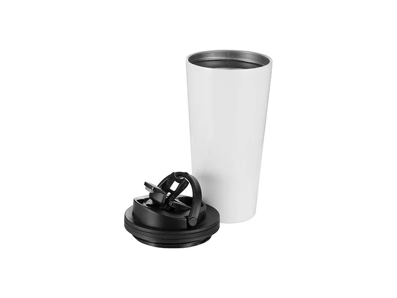 16oz Sublimation Stainless Steel Tumbler – White with Handle | Sublimation Blank Cup