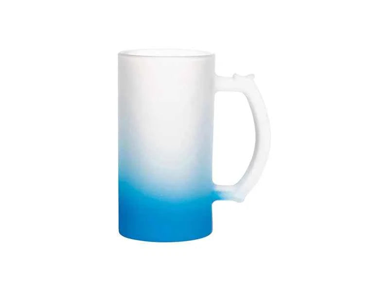 16oz Sublimation Glass Beer Mug | Light Blue Gradient