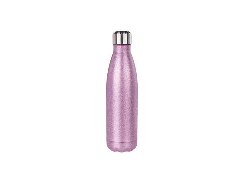 17oz / 500ml Sublimation Glitter Stainless Steel Cola Shaped Bottle – Pink | Sublimation Blank