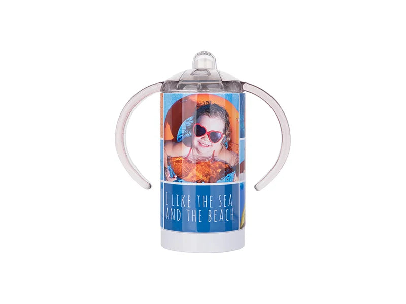 Vaso Sippy de Acero Inoxidable 13oz/400ml para Sublimación con Boquilla (Blanco)