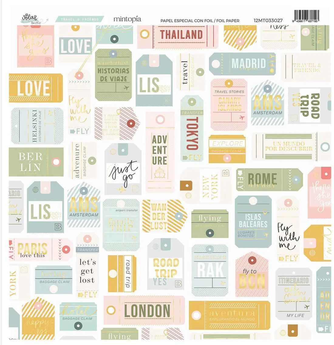 Mintopía “A Volar – Travel Stories” Gold Foil Paper 12”x12”