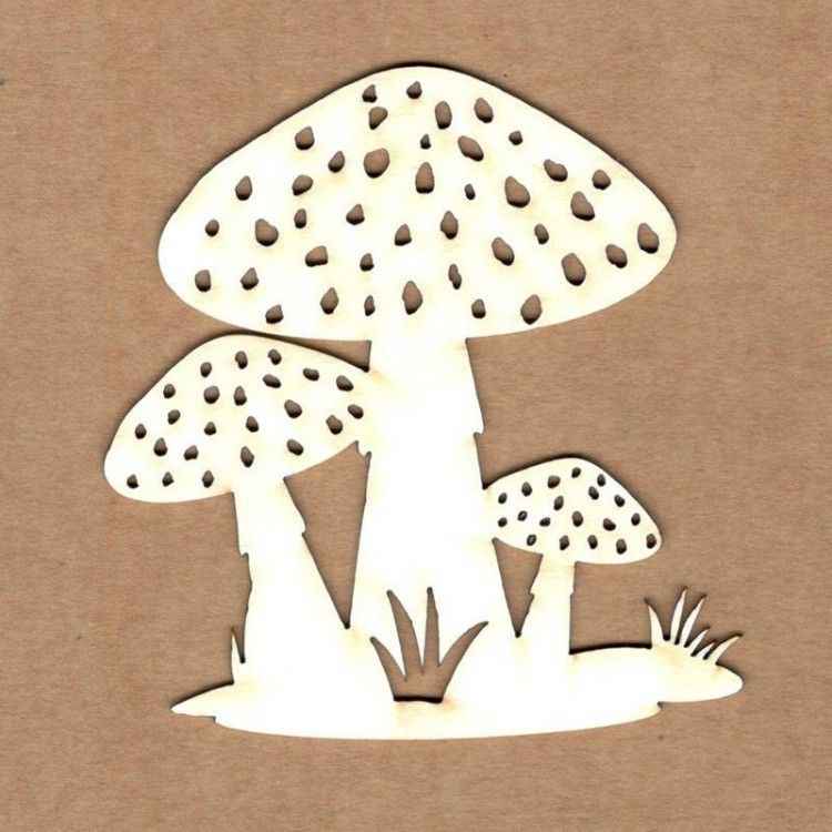 Silueta Chipboard Setas Matamoscas 3 piezas
