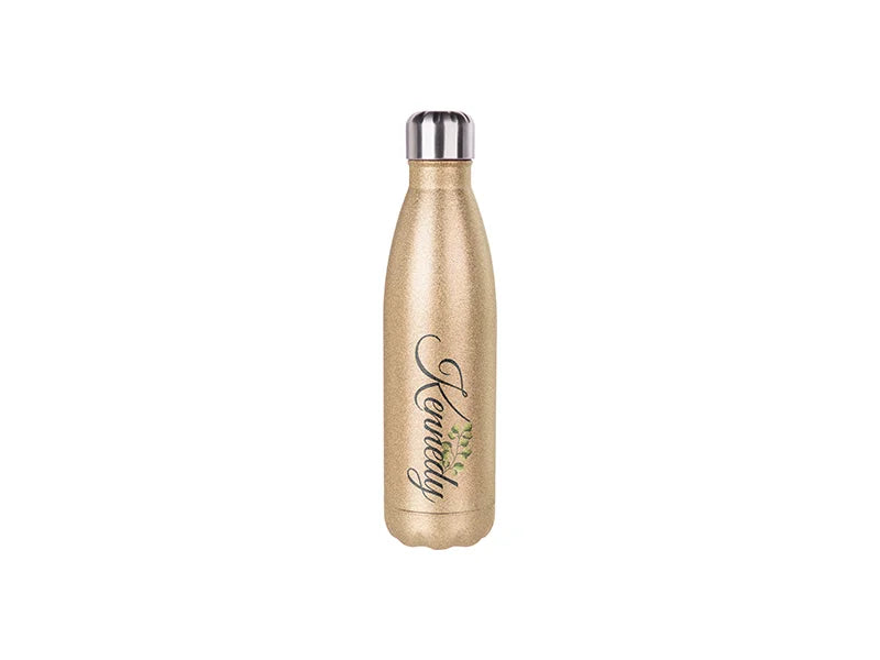 12oz / 360ml Sublimation Stainless Steel Stemless Glitter Cup – Gold with Lid | Sublimation Blank