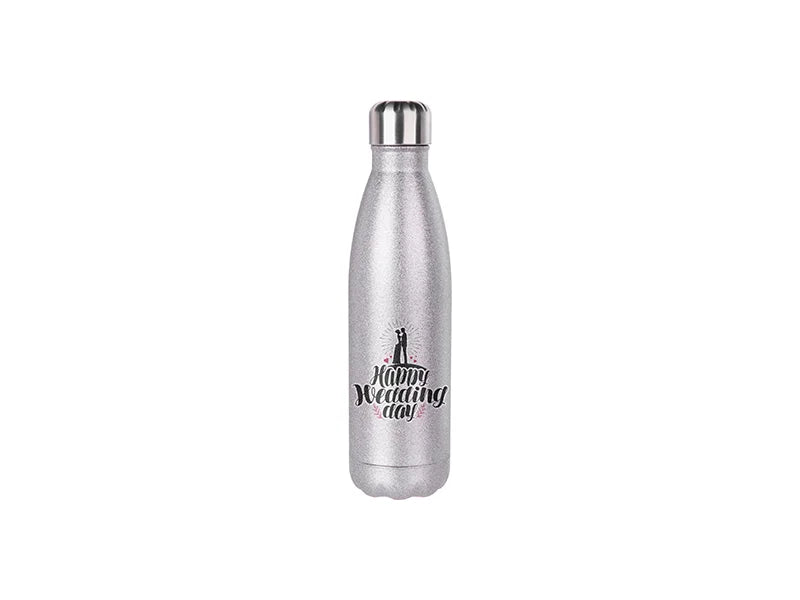 12oz / 360ml Sublimation Stainless Steel Stemless Glitter Cup –Silver with Lid | Sublimation Blank