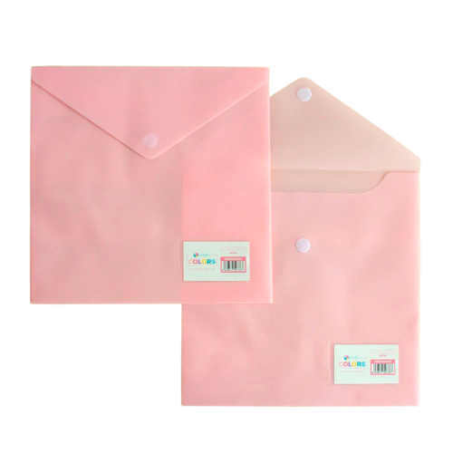 Pink Plastic Scrapbook Paper Envelope with Velcro Closure – 12”x12”