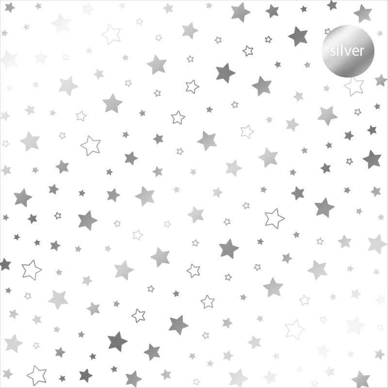 Acetato Foil Plateado – Estrellas 30x30cm