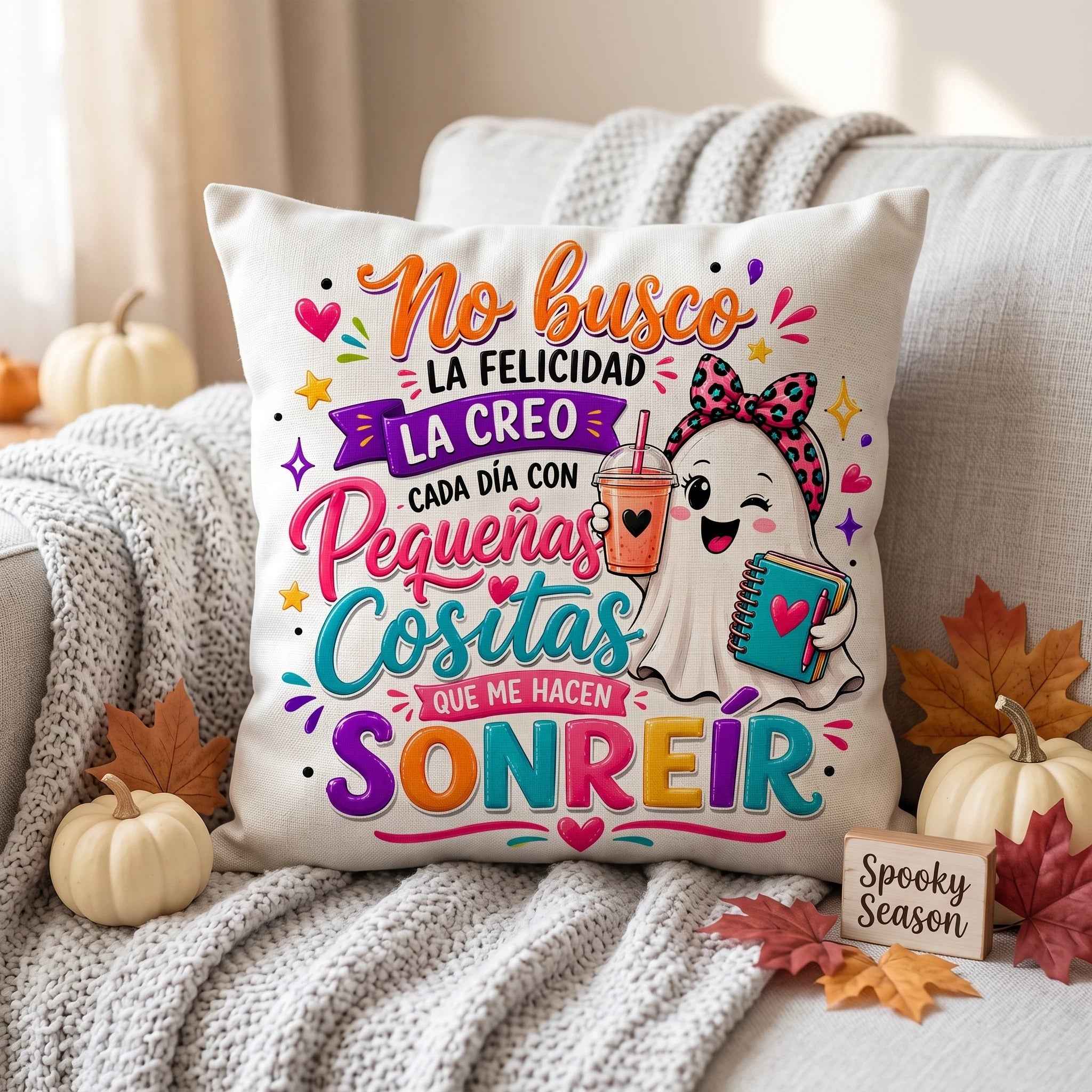 Clipart PNG No Busco La Felicidad La Creo – Fantasma Halloween Spooky Season | Descarga Digital 4500px