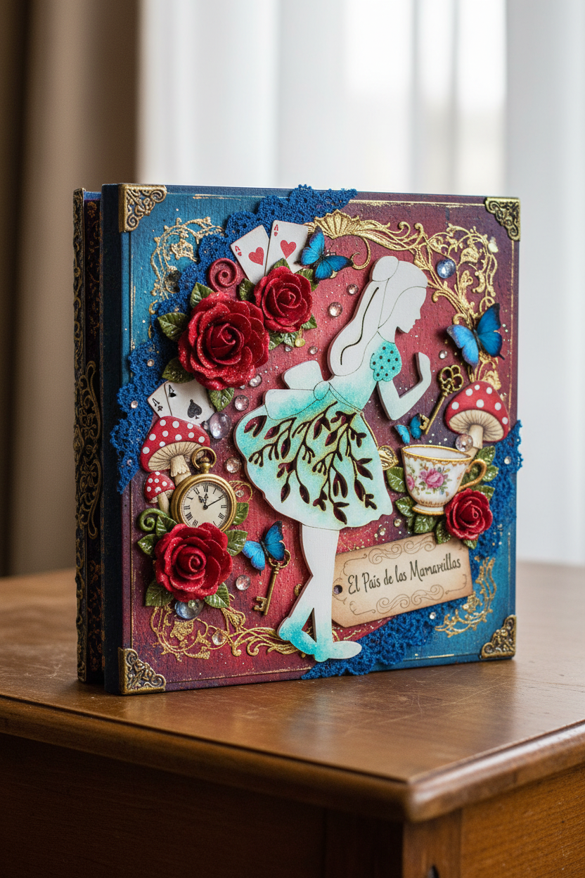 Mockup álbum Alicia colores vibrantes