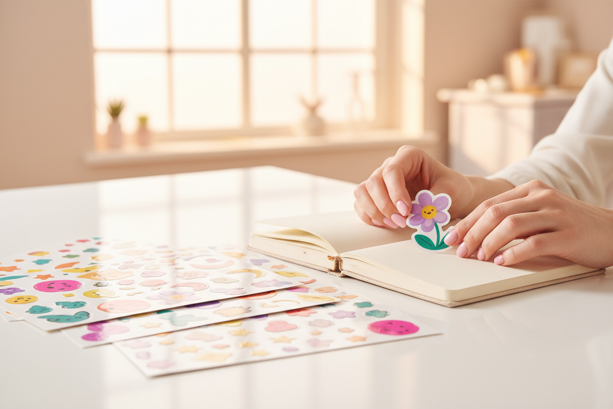 Banner Pegatinas - Mujer con libreta