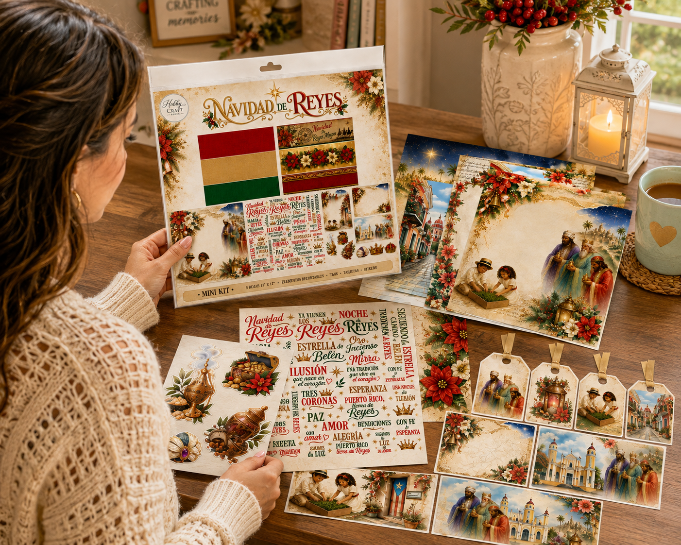 Navidad de Reyes – Mini Kit de Scrapbooking 11" x 11"