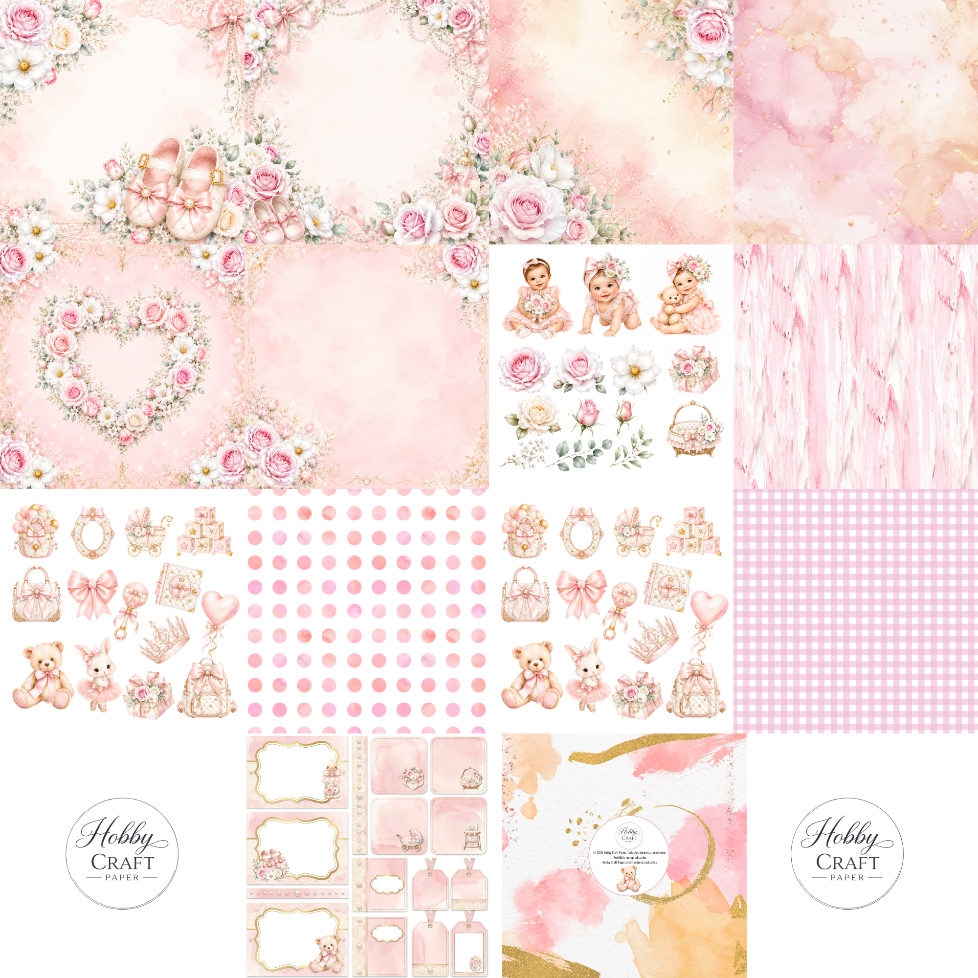 Colección Scrapbook Mi Princesa – Kit 11x11 con 15 Hojas Doble Cara, Stickers y Tags