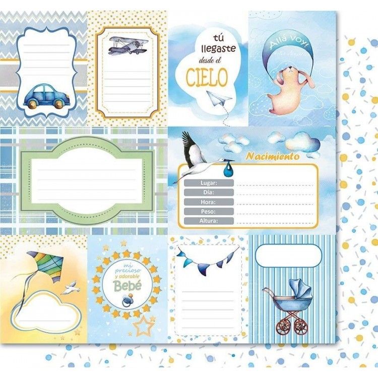 Scrapbook Paper -  From the sky baby boy - Allá voy