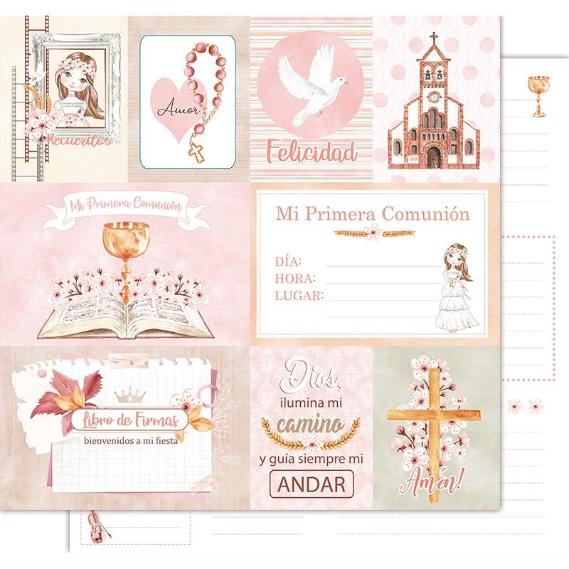 Scrapbook Paper - Comunión de niña - Tarjetas