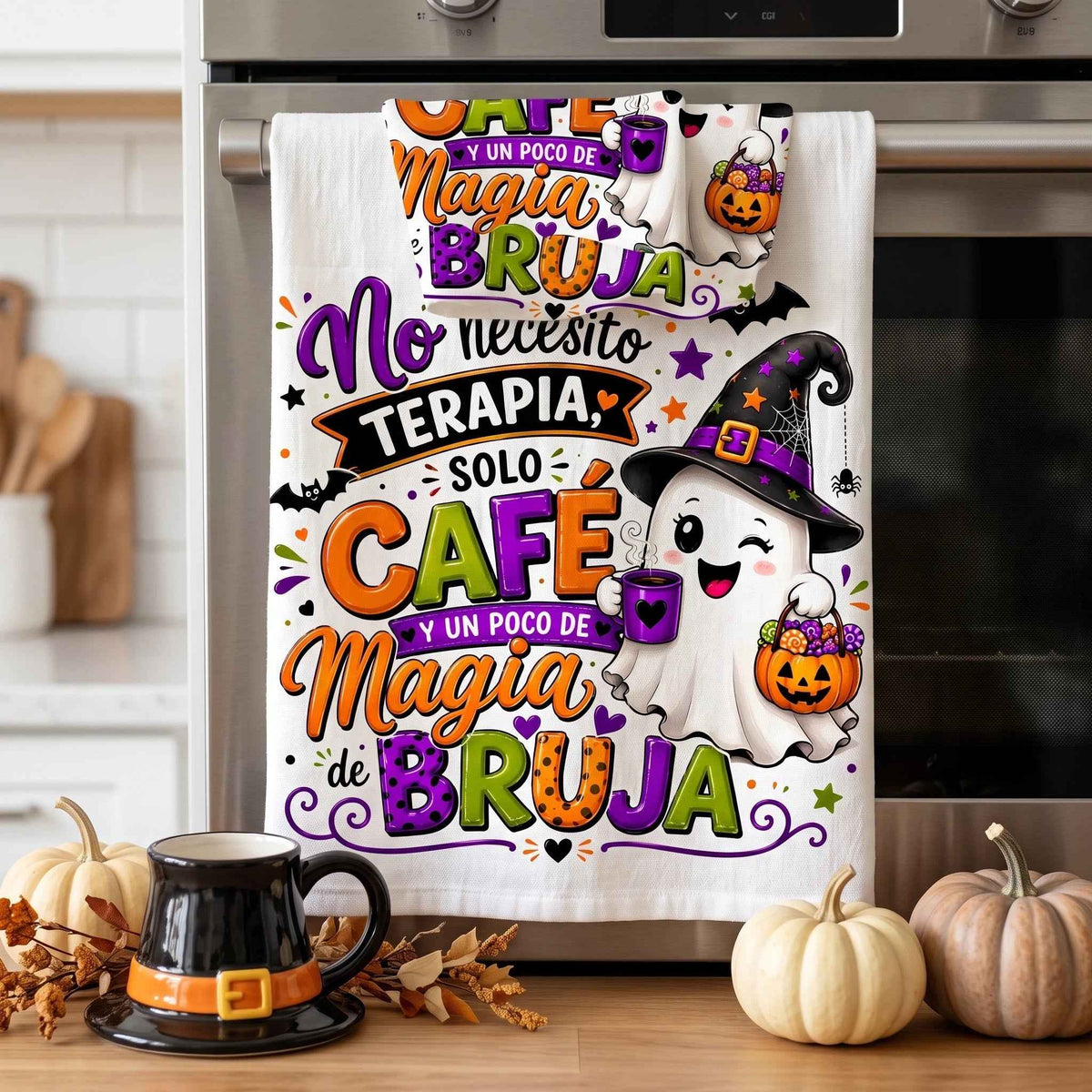 Wrap PNG No Necesito Terapia Solo Café y Magia de Bruja – Vaso Vidrio Halloween | Descarga Digital