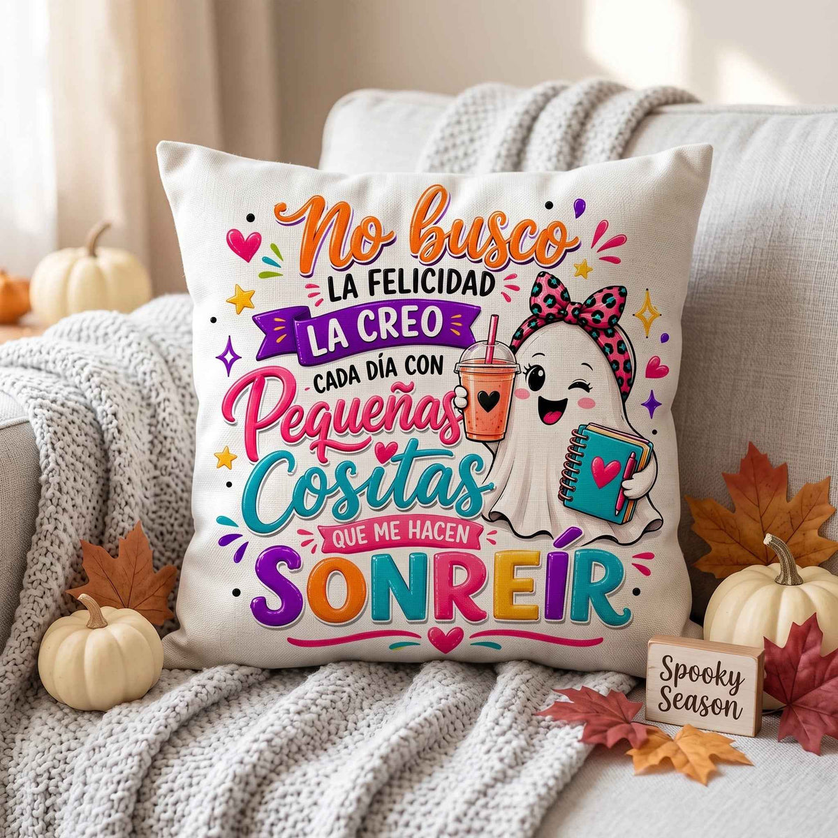 Clipart PNG No Busco La Felicidad La Creo – Fantasma Halloween Spooky Season | Descarga Digital 4500px